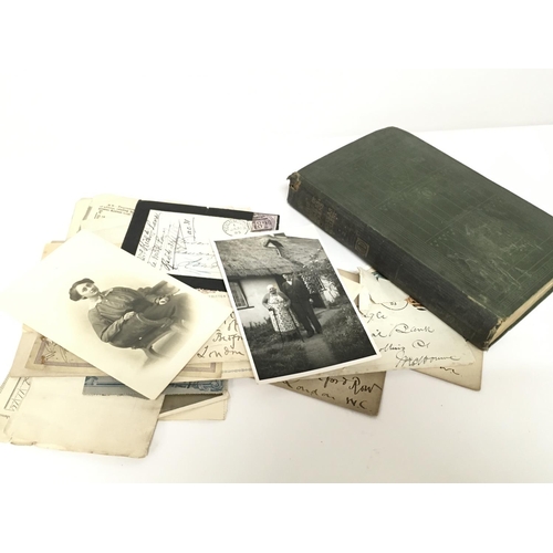 1916 - A mixed collection of interesting documents, letters, books, cigarette cards etc in a leather case i... 