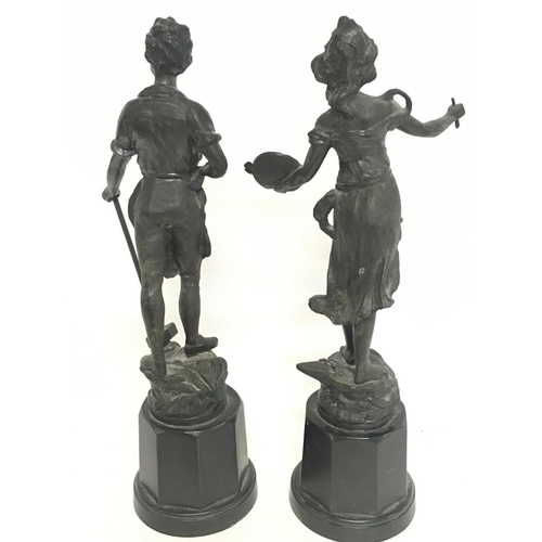 933 - A pair of Spelter Black smith and painter figures ,approximately 32cm tall.