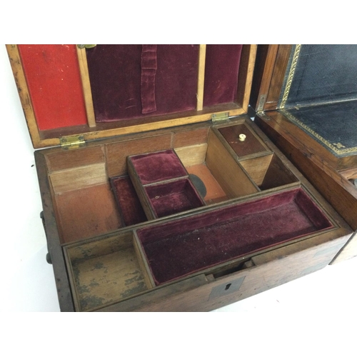 998 - Writing box with ink and Victorian sewing box , dimensions 12.5x30x11.5cm & 22.5x30x15cm.