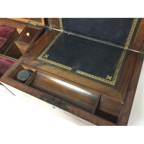 998 - Writing box with ink and Victorian sewing box , dimensions 12.5x30x11.5cm & 22.5x30x15cm.