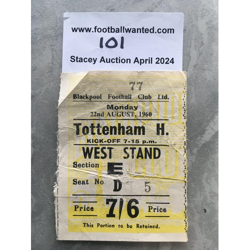 101 - 60/61 Blackpool v Tottenham Football Ticket: Incredibly rare Spurs double season ticket played on Mo... 