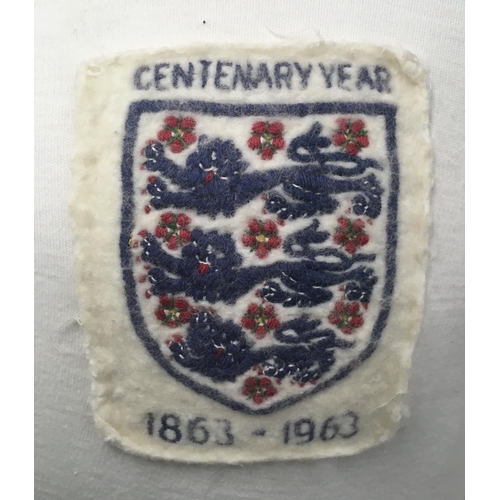 1054 - England 1963 Centenary Maurice Norman Match Worn Football Shirt: White long sleeve excellent conditi... 