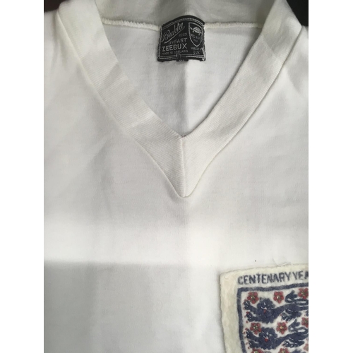 1054 - England 1963 Centenary Maurice Norman Match Worn Football Shirt: White long sleeve excellent conditi... 