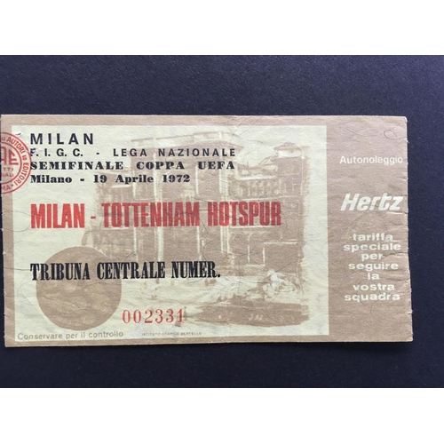 112 - 71/72 AC Milan v Tottenham UEFA Cup Semi Final Football Ticket: Very good condition ticket dated 19 ... 