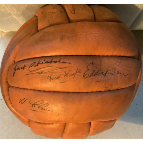 132 - Tottenham 57/58 Signed Football: Incredible original football personally obtained by Spurs players a... 