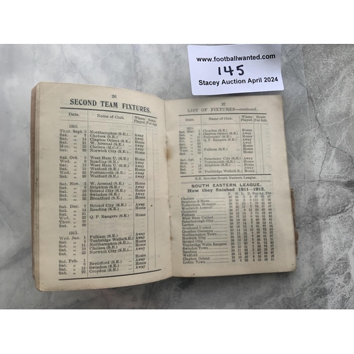 145 - 1912 - 1913 Tottenham Football Handbook: Complete but celotape to spine and a piece to cover. Slight... 