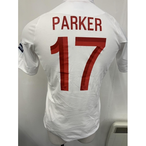 15 - Scott Parker England 2012 Euros Match Worn Football Shirt: White short sleeve shirt with Parker 17 t... 