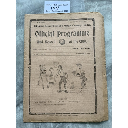 159 - 1920 - 1921 Tottenham v Arsenal Signed Football Programme: London Challenge Cup 1 11 1920 signed ins... 