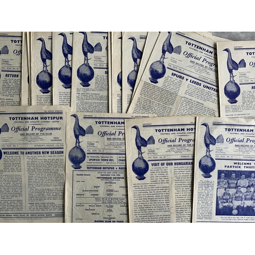 163 - Tottenham 56/57 Home Football Programmes: 20 League matches only lacking Christmas Days Everton. C/W... 