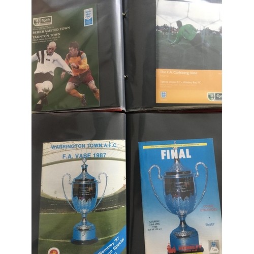 186 - FA Vase Complete Final Programme Collection: From the first one in 1975 up to 2015 kept in 2 binders... 