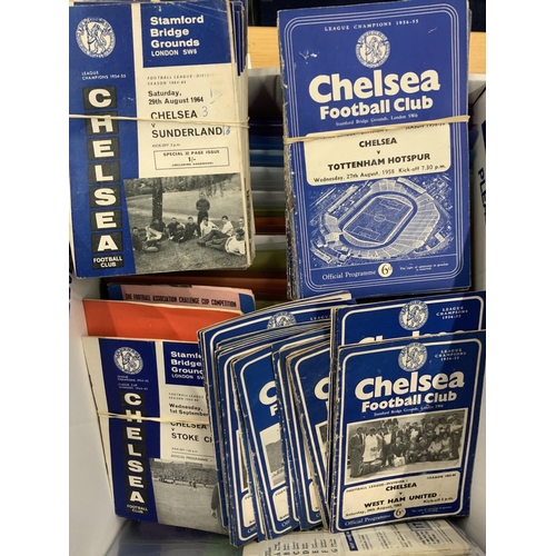 199 - Chelsea Home + Away Football Programmes: Large quantity of home and aways mainly kept in seasons fol... 