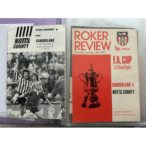 215 - Sunderland 1973 FA Cup Winners Run Of Football Programmes: Hard to obtain complete run with receipts... 