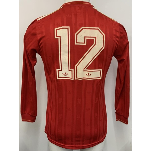 22 - Liverpool 1986 FA Cup Final Match Issued Football Shirt: Red Adidas long sleeve number 12 with Crown... 