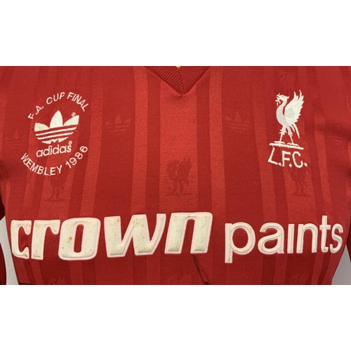 22 - Liverpool 1986 FA Cup Final Match Issued Football Shirt: Red Adidas long sleeve number 12 with Crown... 