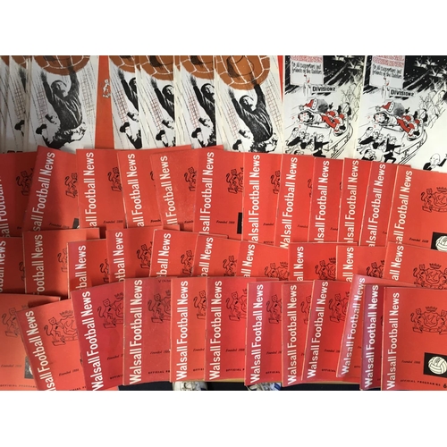 229 - Walsall Home Football Programmes: 34 small red programmes from the late 50s up to the mid 60s. A fur... 