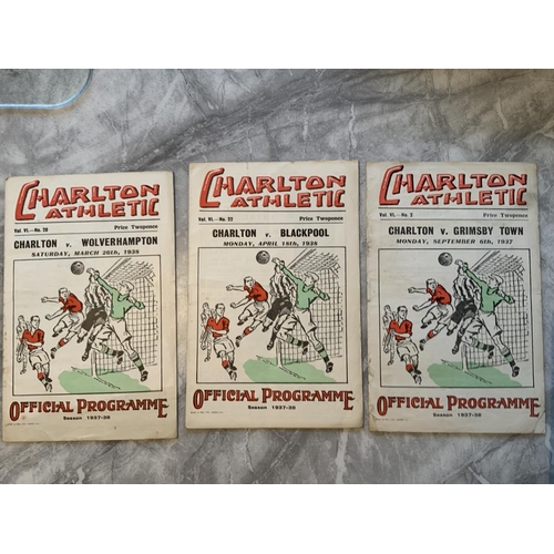 238 - Charlton 37/38 Home Football Programmes: Good condition programmes with no team changes v Grimsby Wo... 