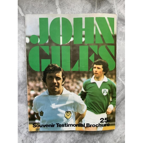 26A - 1976 Don Revie X1 Johnny Giles Testimonial Football Shirt: Long sleeve white with red trim ONeills s... 