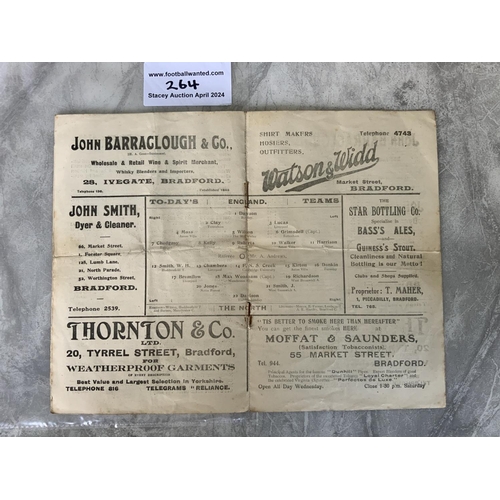 264 - 1922 England Trial Football Programme At Bradford City: Dated 6 2 1922 for the England v The North m... 