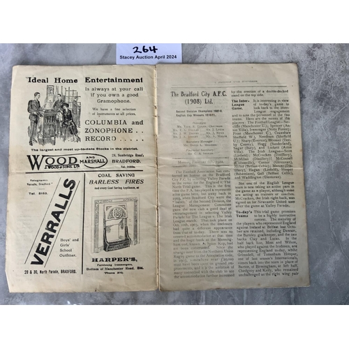 264 - 1922 England Trial Football Programme At Bradford City: Dated 6 2 1922 for the England v The North m... 