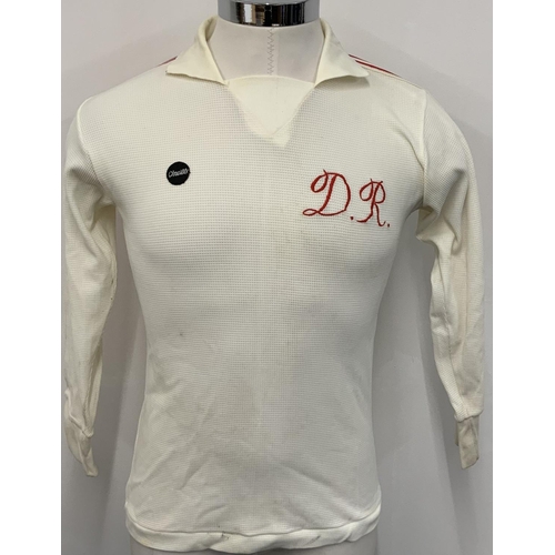 26A - 1976 Don Revie X1 Johnny Giles Testimonial Football Shirt: Long sleeve white with red trim ONeills s... 