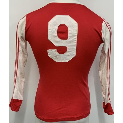 28A - 78/79 Sporting Braga Match Worn UEFA Cup Football Shirt: Long sleeve Adidas number 9 home shirt. Swa... 