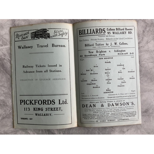 295 - 1924 - 1925 New Brighton v Ashington Football Programme: Fair/good condition division three match wi... 