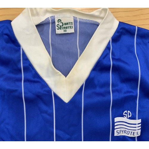 31 - 1982 Limassol Match Worn Football Shirt: Blue and white short sleeve. Blue Spyrotex short sleeve num... 