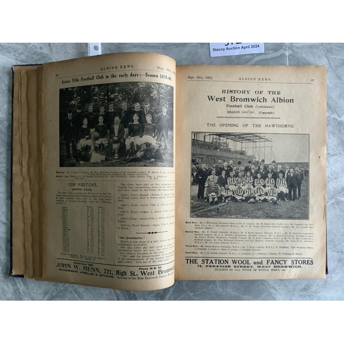 312 - 1922 - 1923 West Brom Bound Volume Of Football Programmes: First team and reserves bound in the day ... 