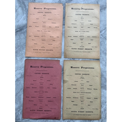 328 - Sheffield United v Nottingham Forest Reserve Football Programmes: Four consecutive seasons from 1905... 