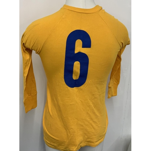 33 - 79/80 Carl Zeiss Jena ( Germany ) Match Worn UEFA Cup Football Shirt: Number 6 yellow long sleeve sh... 