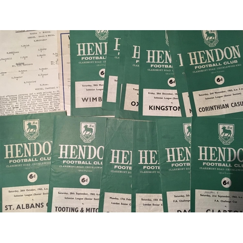 331 - Barnet Enfield + Hendon Football Programmes: Hendon home and away from 1959 - 1964 (38) plus 2 Barne... 