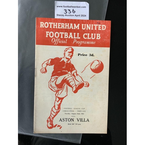 336 - 1961 League Cup Final Football Programme: First ever League Cup final which was between Rotherham an... 