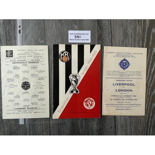 351 - 64/65 Reykjavik v Liverpool Football Programme: Liverpools first match in Europe which is an origina... 