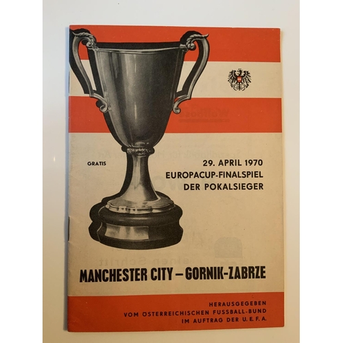 356 - 1970 ECWC Final Football Programme: Gornik Zagreb v Manchester City in excellent condition with no t... 