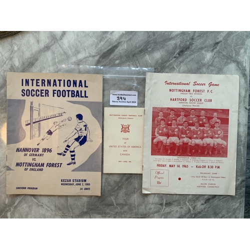 394 - Nottingham Forest 1965 USA + Canada Football Memorabilia: Itinerary and programmes for matches v Han... 