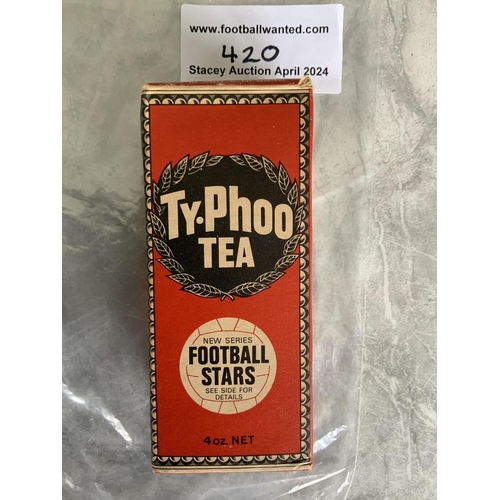 420 - 1973 Unopened Typhoo Tea packet With Glasgow Rangers Player Card: Packet of boxed tea featuring numb... 