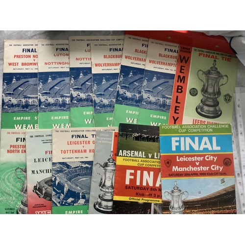 44 - FA Cup Final Football Programmes: 1954, 1959 x 2, 1960 x 3, 1961, 1963, 1964, 1965 and 3 more up to ... 