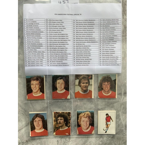 457 - 1979 Ava America Set Of English Football Cards: Complete set of 384 cards in excellent condition plu... 