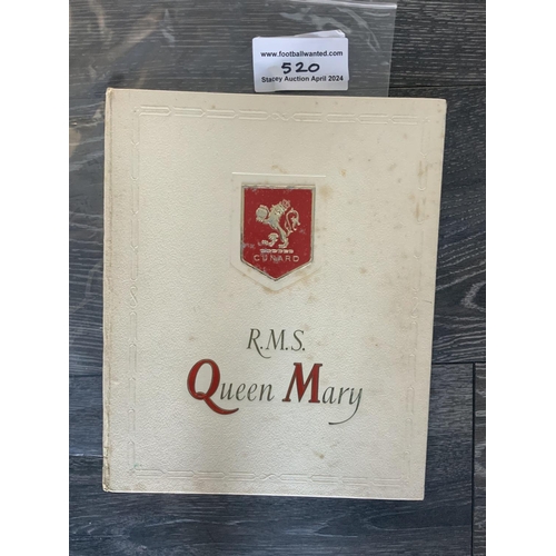 520 - Rare 1960 Manchester United Signed USA + Canada Football Tour Items: Hardback Cunard RMS Queen Mary ... 