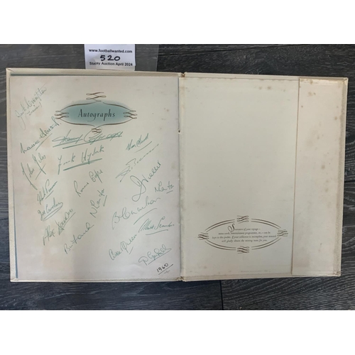 520 - Rare 1960 Manchester United Signed USA + Canada Football Tour Items: Hardback Cunard RMS Queen Mary ... 