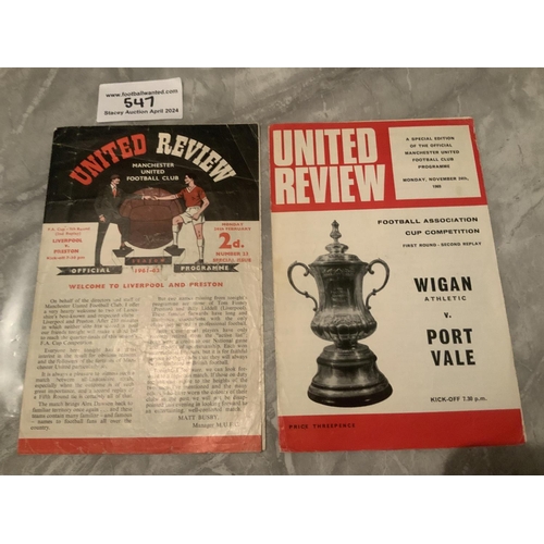 547 - Manchester United Old Trafford Football Programmes: Used as neutral venue in the FA Cup for 61/62 Li... 