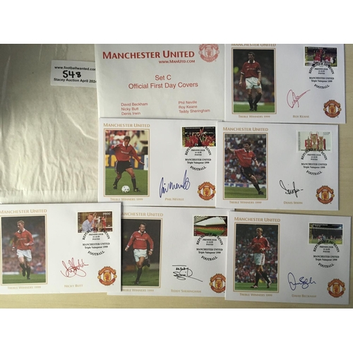 548 - Manchester United 1999 Treble Season Signed First Day Covers: 3 envelopes all with 6 FDCs in. All ha... 