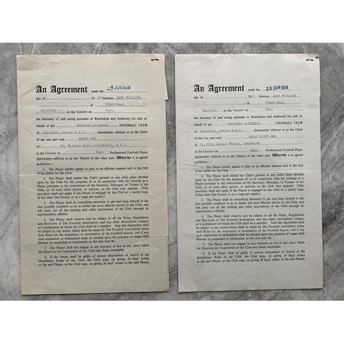 565 - Charlton 58/59 Football Contracts: Original contracts stating wages signed by club official and play... 