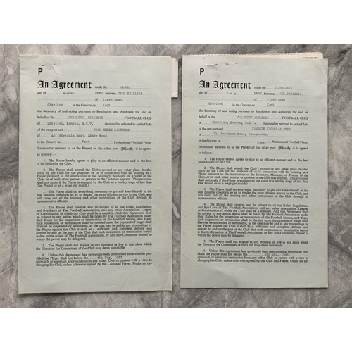 567 - Charlton 62/63 Football Contracts: Original contracts stating wages signed by club official and play... 