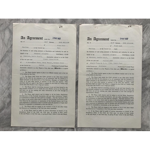 568 - Charlton 57/58 Football Contracts: Original contracts stating wages signed by club official and play... 