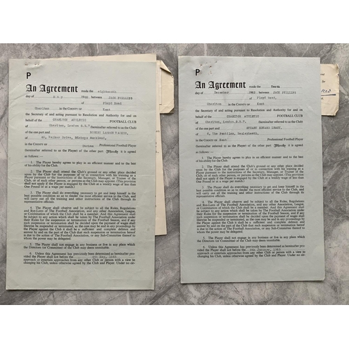 569 - Charlton 62/63 Football Contracts: Original contracts stating wages signed by club official and play... 