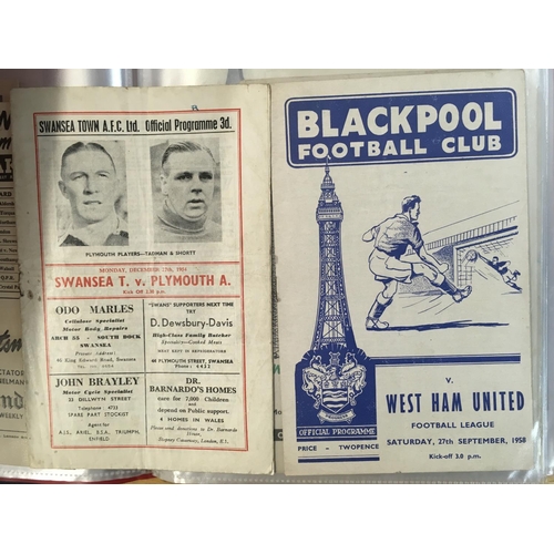 57 - 1950s Football Programmes: Folder with mainly mid to late 50s to include home matches for Wrexham Le... 