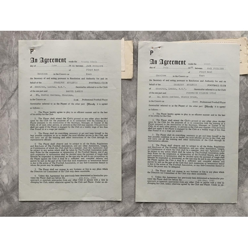 571 - Charlton 62/63 Football Contracts: Original contracts stating wages signed by club official and play... 