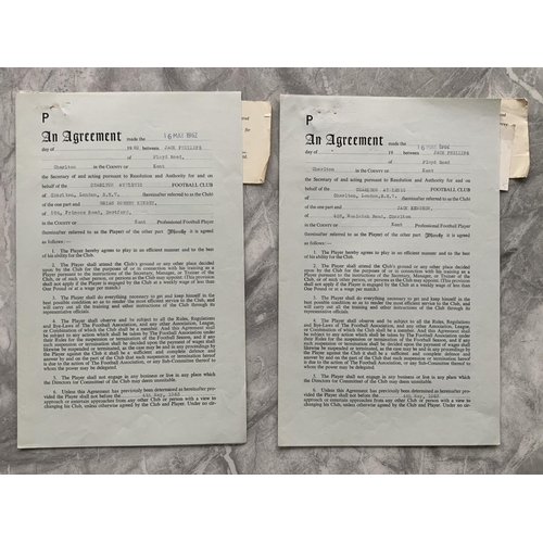 572 - Charlton 62/63 Football Contracts: Original contracts stating wages signed by club official and play... 