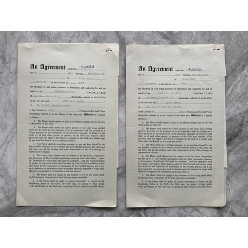 575 - Charlton 58/59 Football Contracts: Original contracts stating wages signed by club official and play... 